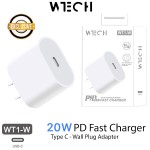 WTECH WT1-W 20W PD Fast Charger Wall Charger - Adapter Wall Plug