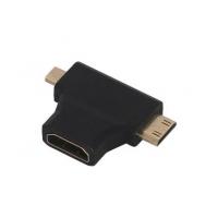 Combo Micro HDMI Male & Mini HDMI Male to HDMI Female 2 in 1 Adapter