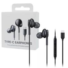 Wired Earbuds Original USB Type C in-Ear Earbud Headphones with Remote & Microphone for Music, Phone Calls, Work - Noise Isolating Deep Bass, Includes Velvet Carrying Pouch - Black