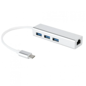 USB 3.0 to Ethernet Adapter with 3 Ports HUB Type C