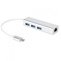 USB 3.0 to Ethernet Adapter with 3 Ports HUB Type C