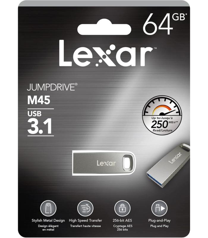 Lexar JumpDrive M45 64GB USB 3.1 Flash Drive (LJDM45-64GABSLNA)